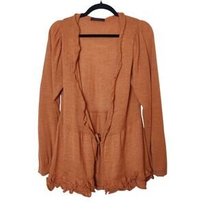 Carriage Made in Peru Small Knit Orange Bamboo Baby Alpaca Ruffle Cardigan